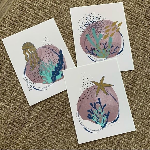 Modern minimalist sea creatures illustration art - Picture 8 of 13